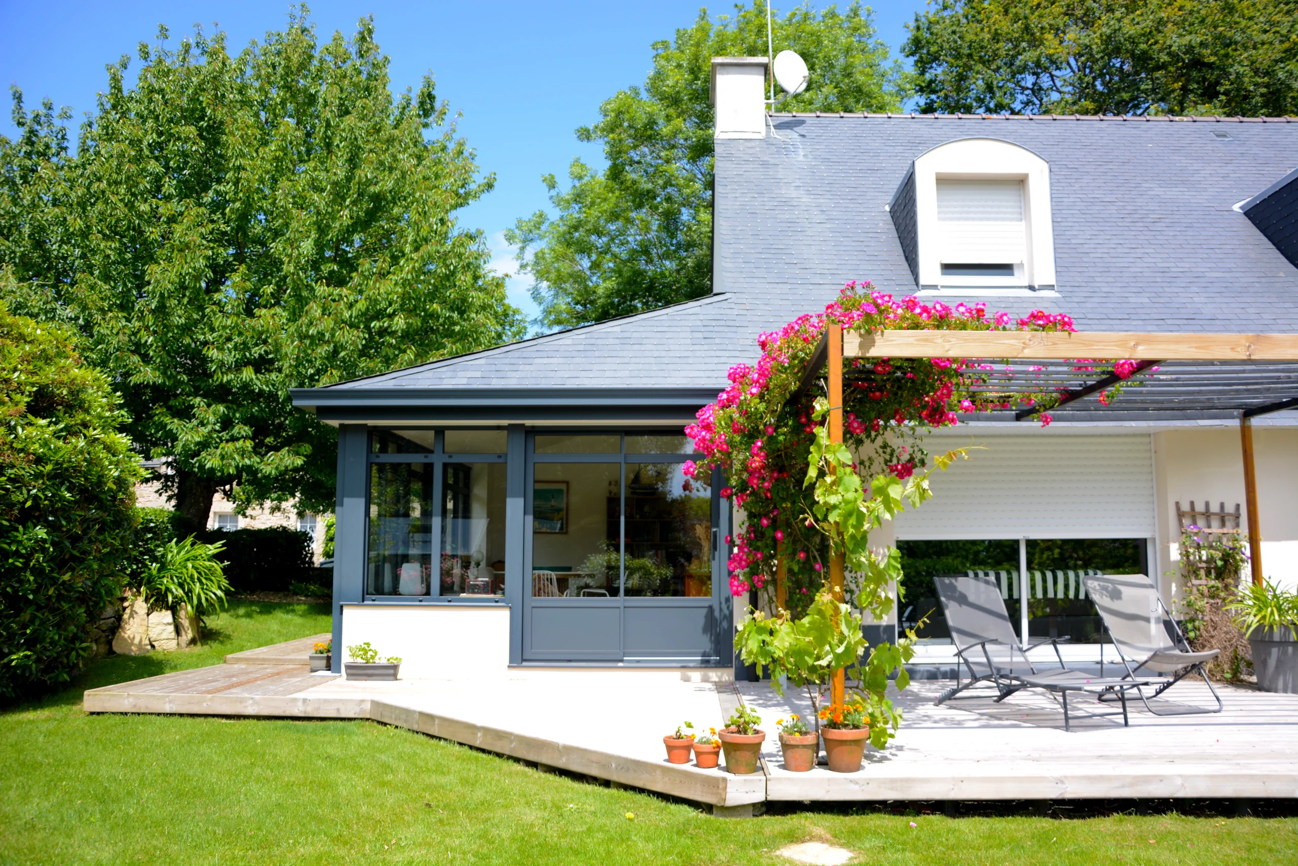 Extension de maison toiture ardoise