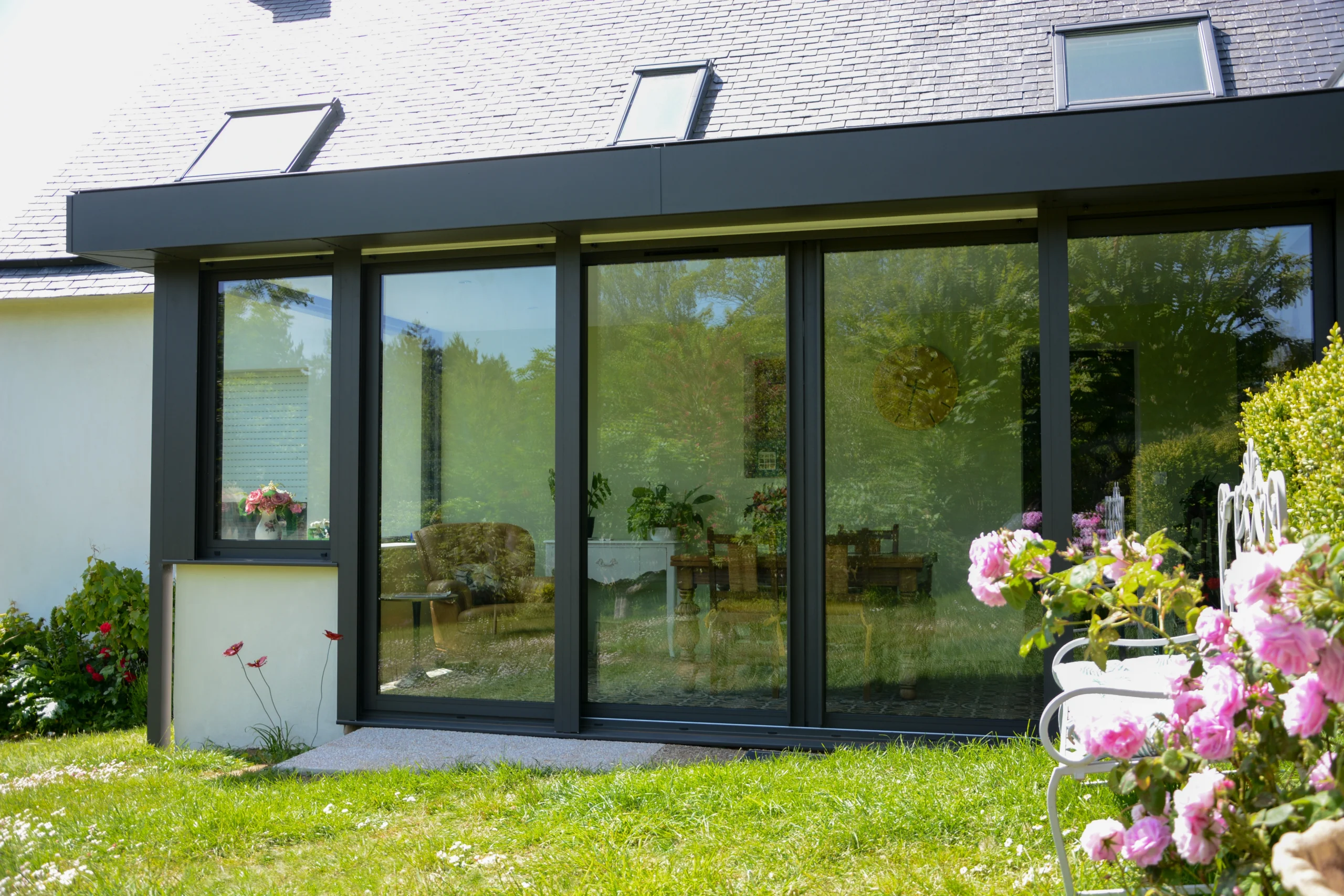 Extension de maison toiture ardoise