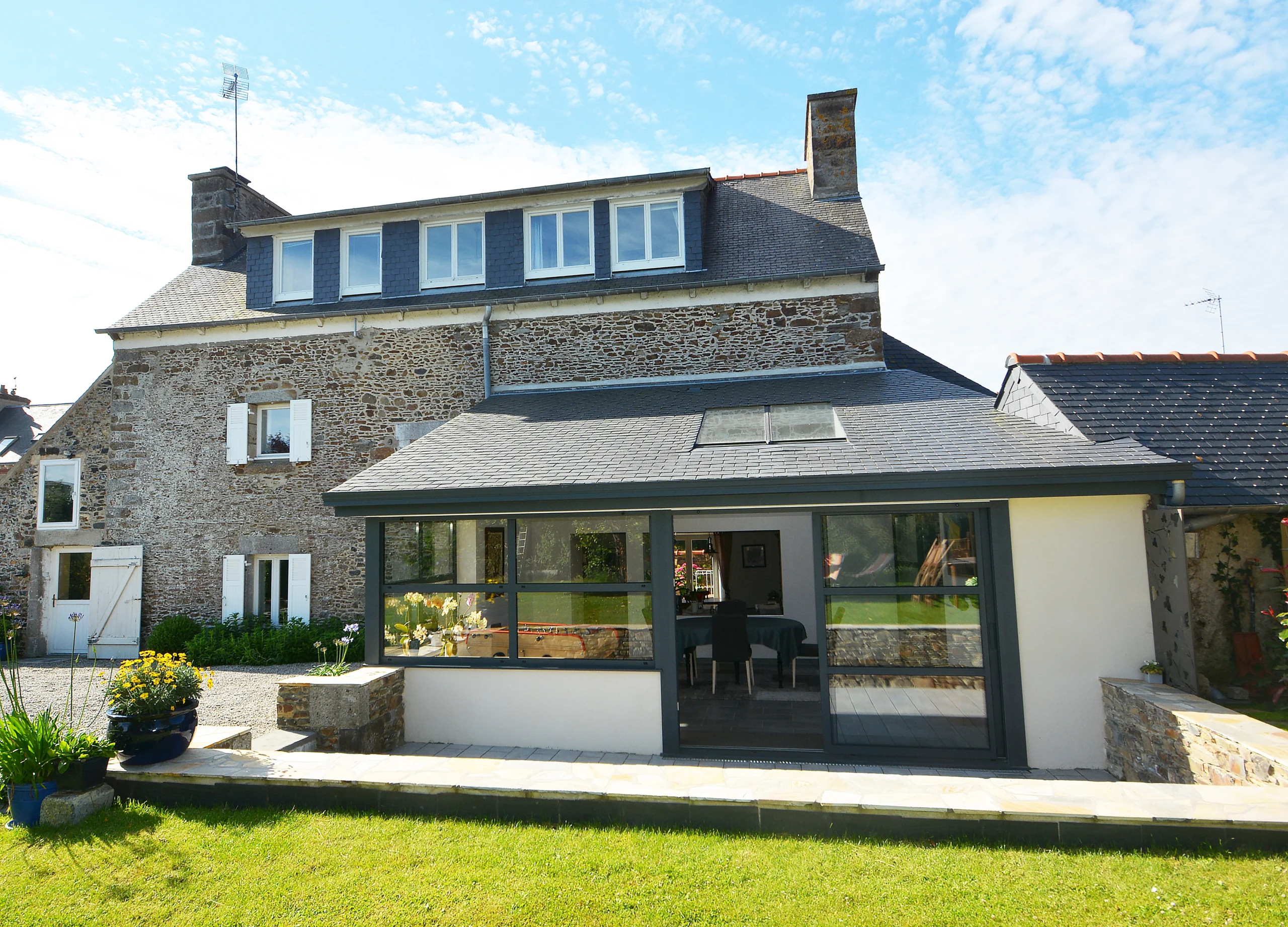 Extension de maison toiture ardoise